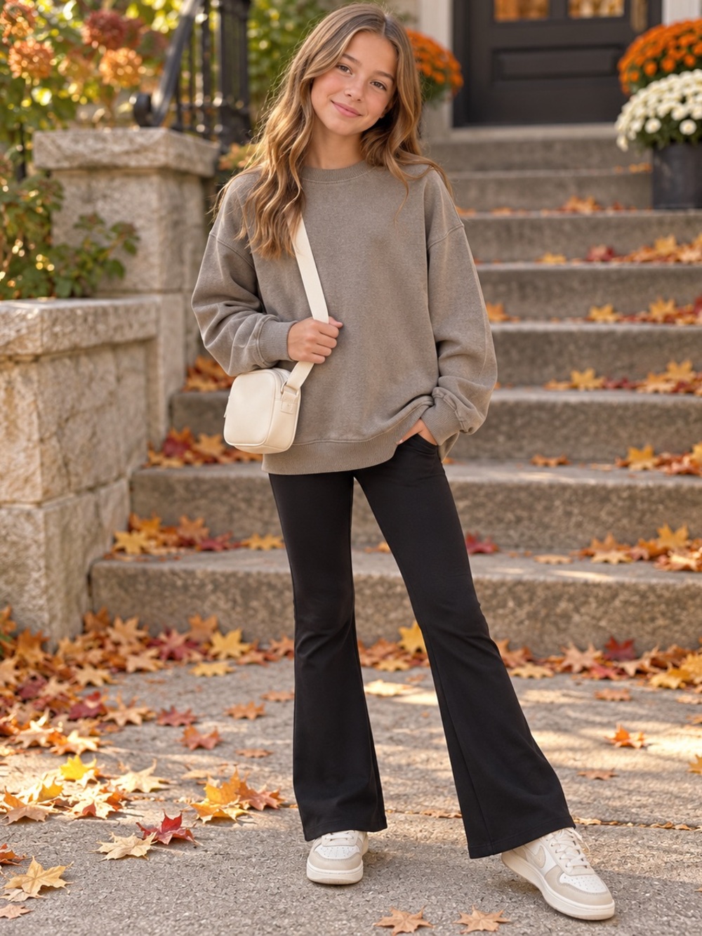 Girl’s MODISH REBEL OVERSIZED CASUAL TAUPE SWEATSHIRT L/XL